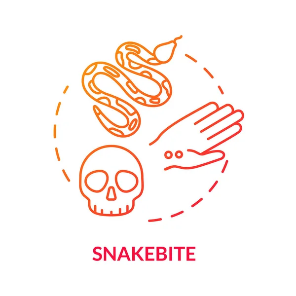 Snakebite Icono Del Concepto Herida Mano Mordedura Serpiente Venenosa Intoxicación — Vector de stock