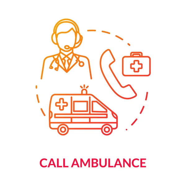 Emergencia Icono Concepto Llamada Ambulancia Servicio Primeros Auxilios Atención Médica — Vector de stock