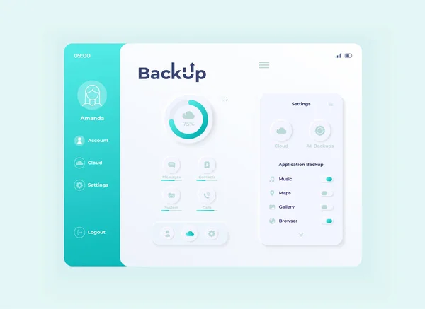 Aplicación Copia Seguridad Tableta Interfaz Vector Plantilla Diseño Diseño Día — Archivo Imágenes Vectoriales