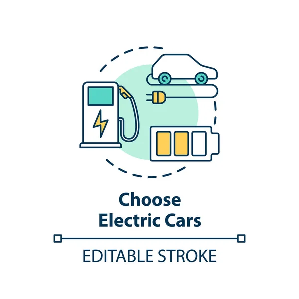 Choisissez Icône Concept Voitures Électriques Chargez Batterie Automobile Sur Station — Image vectorielle