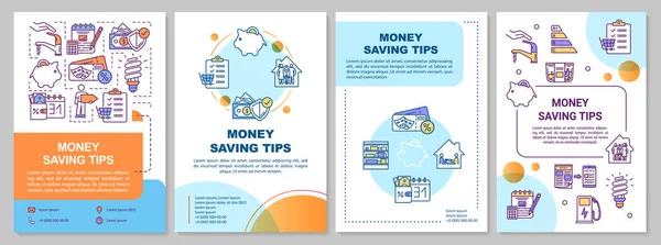 Dinheiro Dicas Poupança Modelo Brochura Economia Recursos Financeiros Folheto Brochura —  Vetores de Stock