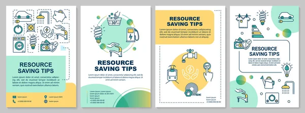 Resource Saving Tips Brochure Template Energy Water Waste Reduce Flyer — Stock Vector