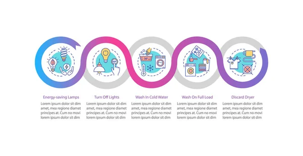 Szablon Infograficzny Wektora Oszczędzania Energii Elementy Konstrukcyjne Prezentacji Redukcji Odpadów — Wektor stockowy