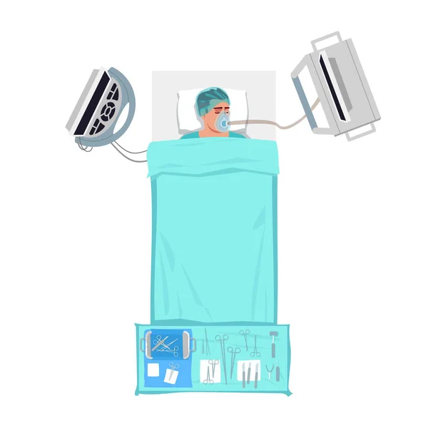Surgery Patient Semi Flat Rgb Color Vector Illustration Emergency Medical — Stock Vector