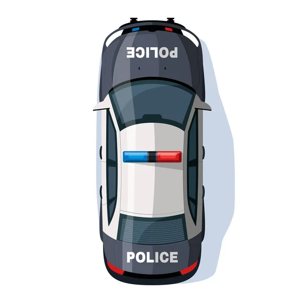 Polisbil Semi Platt Rgb Färg Vektor Illustration Säkerhetsfordon Med Sirenljus — Stock vektor