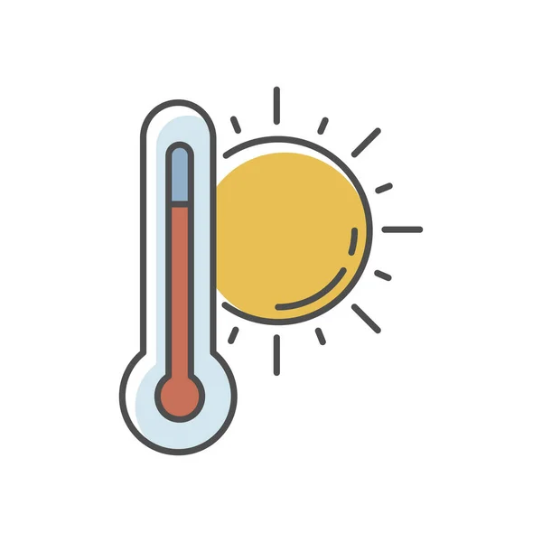 Hot Weather Rgb Color Icon Summer Heat Seasonal Forecasting Meteorology — Stock Vector