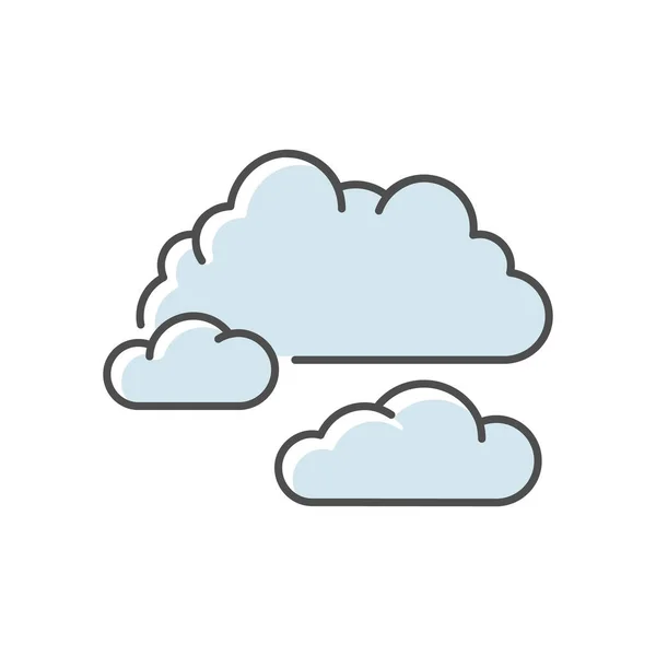 曇り空の青いRgbカラーアイコン 曇りで機嫌が悪い空 気象予報 大気条件予測科学気象学 雲分離ベクトル図 — ストックベクタ