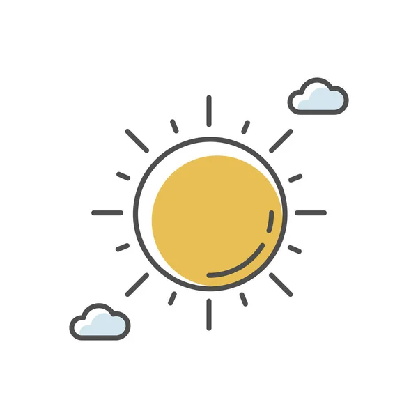 Clear Sunny Sky Yellow Rgb Color Icon Partly Cloudy Meteo — Stock Vector