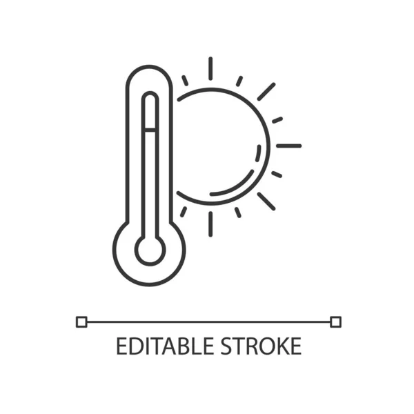 Píxel Clima Caliente Icono Lineal Perfecto Calor Verano Predicción Estacional — Archivo Imágenes Vectoriales