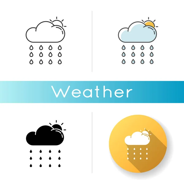 Icono Llovizna Negro Lineal Estilos Color Rgb Temporada Lluvias Lluvia — Archivo Imágenes Vectoriales