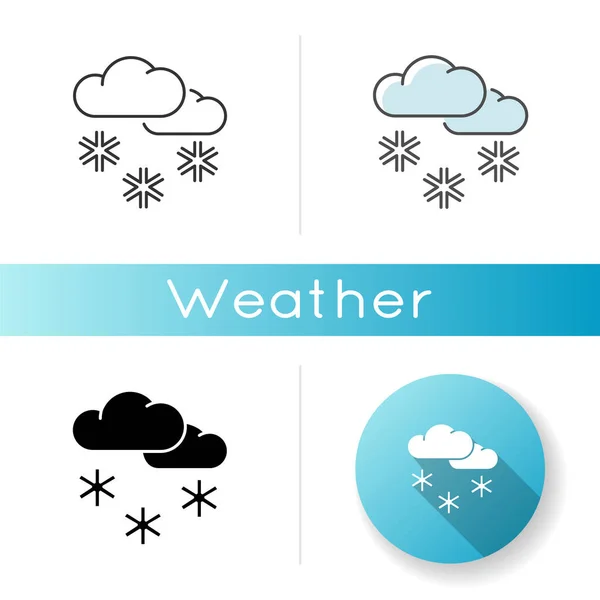 Rozproszona Ikona Śniegu Liniowe Czarne Rgb Style Kolorów Zimowa Prognoza — Wektor stockowy