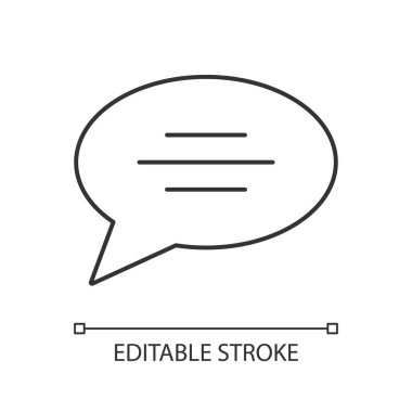 Sohbet kabarcığı pikseli mükemmel doğrusal simge. Boş konuşma bulutu. Metin alanı olan boş diyalog balonu. İnce çizgi özelleştirilebilir illüstrasyon. Contour sembolü. Vektör izole çizim. Düzenlenebilir vuruş