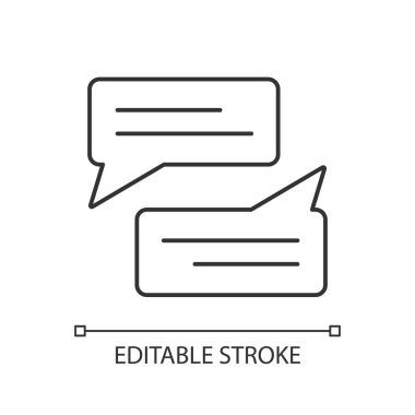 İleti baloncukları pikseli mükemmel doğrusal simge. Boş sohbet bulutu. Çevrimiçi iletişim. İnce çizgi özelleştirilebilir illüstrasyon. Contour sembolü. Vektör izole çizim. Düzenlenebilir vuruş