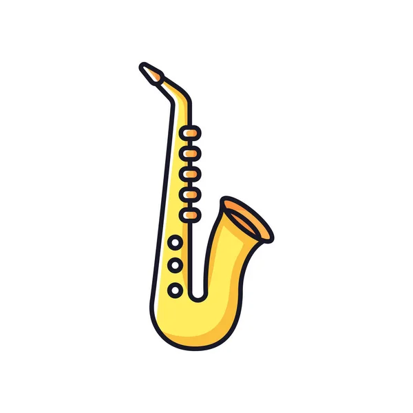 Saxophone Rgb Color Icon Musical Instrument Play Blues Jazz Band — Stock Vector