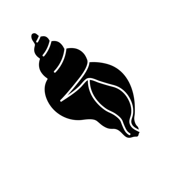 Tulpenschale Schwarzes Glyphen Symbol Exotische Schneckenmuschel Silhouettensymbol Conchologie Auf Weißem — Stockvektor