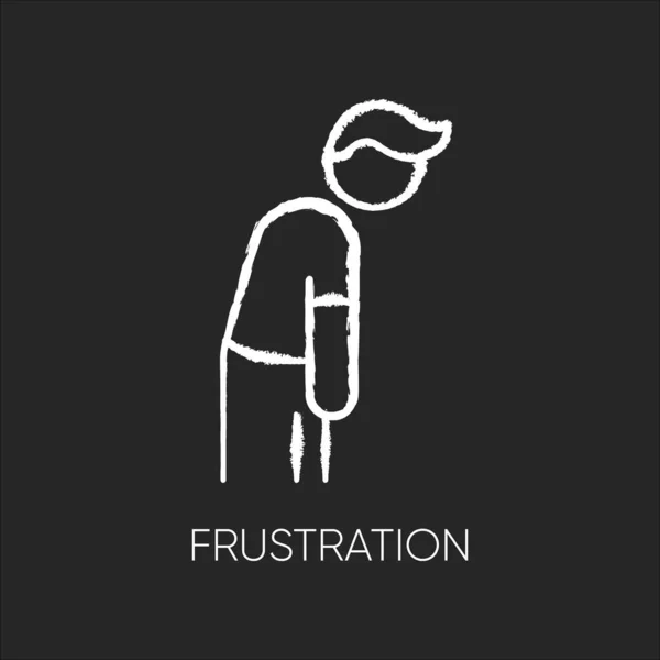 Frustration Chalk White Icon Black Background Burnout Symptom Suffer Anxiety — Stock Vector