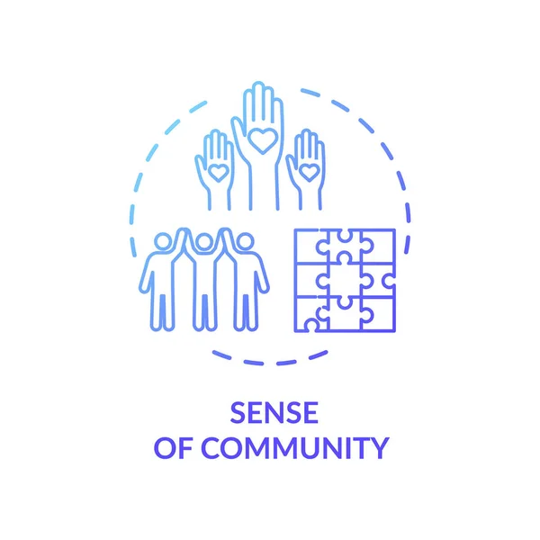Αίσθηση Της Κοινότητας Μπλε Εικονίδιο Έννοια Διάφοροι Άνθρωποι Συνεργάζονται Υποστήριξη — Διανυσματικό Αρχείο