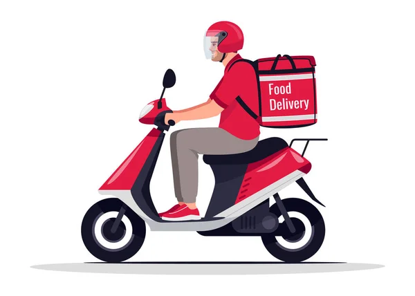 Urban Food Delivery Semi Flat Rgb Farbvektorillustration Cafe Service Mitarbeiter — Stockvektor