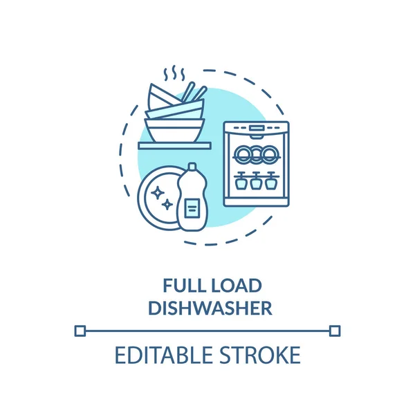 Πλήρες Φορτίο Πλυντήριο Πιάτων Τιρκουάζ Έννοια Εικονίδιο Διατήρηση Της Κατανάλωσης — Διανυσματικό Αρχείο