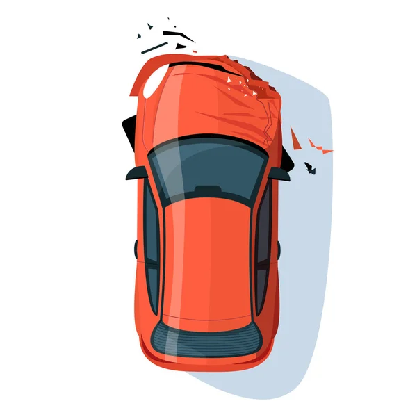 Crashed Auto Paraurti Semi Piatto Rgb Colore Vettoriale Illustrazione Incidente — Vettoriale Stock