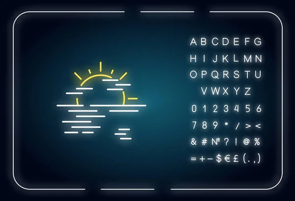 Neon Ikone Dunst Des Meeres Äußere Glühende Wirkung Morgennebel Wettervorhersage — Stockvektor