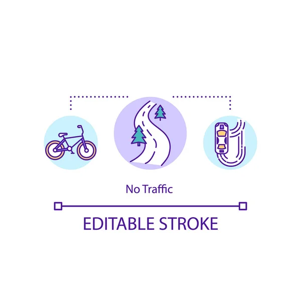 No traffic concept icon. Suburban area and countryside. Outside city. Rural streets. Empty road idea thin line illustration. Vector isolated outline RGB color drawing. Editable stroke — Stock Illustration Traffic Concept Icon Suburban Area Countryside City Rural Streets Empty Stock Illustration