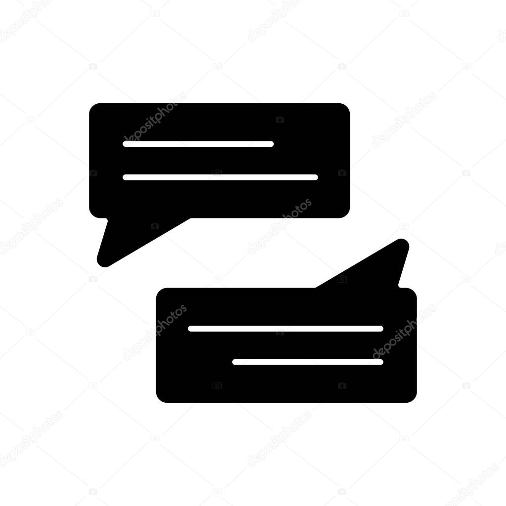 Message bubbles black glyph icon. Empty chat cloud. Online communication. Blank chat balloons. Comment box with copyspace. Silhouette symbol on white space. Vector isolated illustration