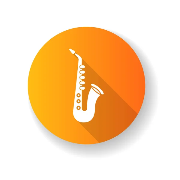 Saxofoon Oranje Plat Ontwerp Lange Schaduw Glyph Pictogram Muziekinstrument Blues — Stockvector