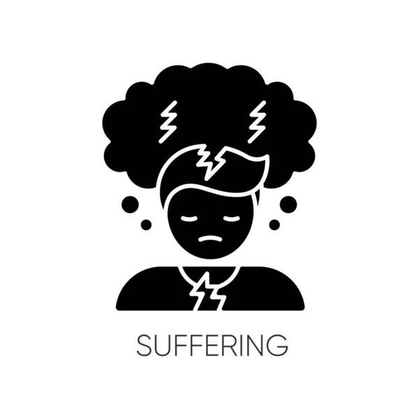 Sofrendo Ícone Glifo Negro Transtorno Ansiedade Sintoma Depressão Sentimento Dor —  Vetores de Stock