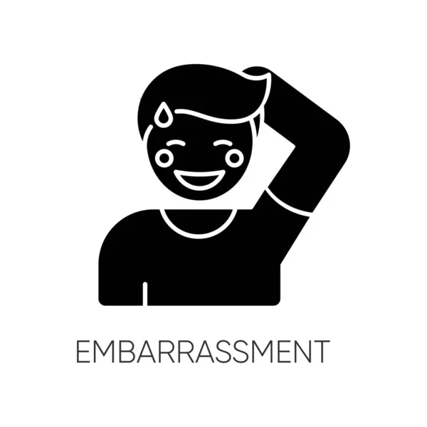 Embarrassment Black Glyph Icon Man Acting Shy Feeling Humiliation Self — Stock Vector