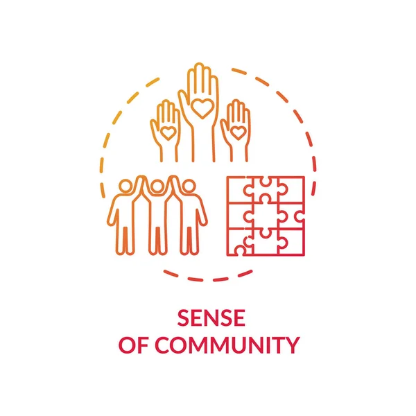 Sens Communauté Icône Concept Rouge Collaboration Personnes Diverses Soutien Société — Image vectorielle