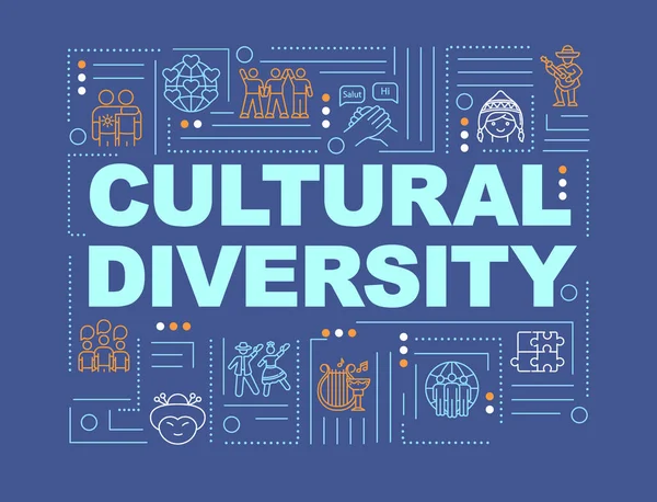 Banner Conceptos Palabras Multiculturalismo Diversidad Cultural Comunidad Internacional Infografías Con — Vector de stock