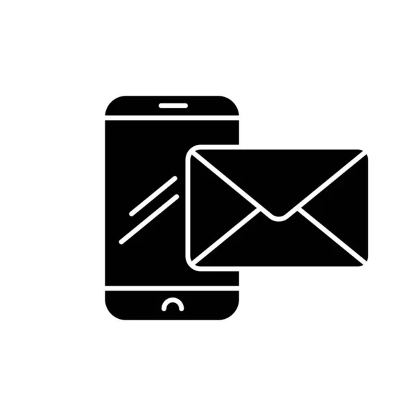 Contacter Icône Glyphe Noir Recevez Message Téléphone Envoyez Mail Depuis — Image vectorielle