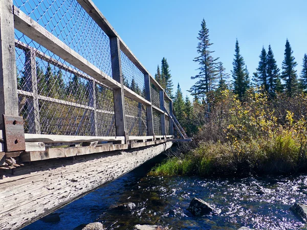 Ohromující most přes tekoucí vodou podzim — Stock fotografie