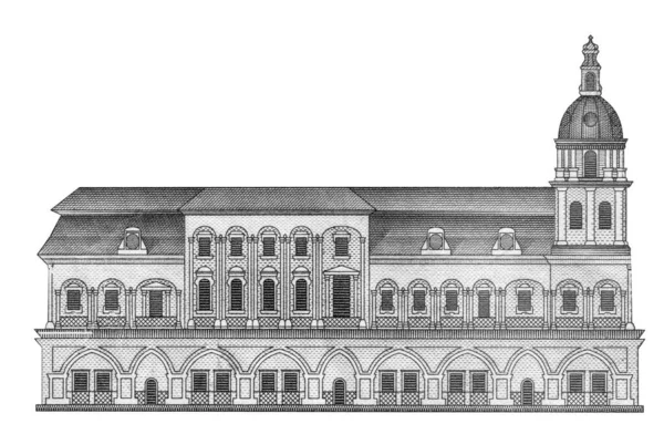 Academia Kiev-Mohyla del billete ucraniano 500 hryvnia. De cerca, foto de alta resolución. Atrás. . —  Fotos de Stock