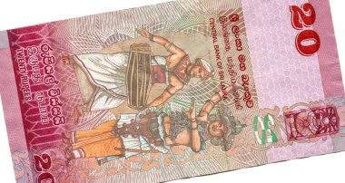 20 rupi, Sri Lanka 'nın parası. Yüksek çözünürlüklü. Gözlemci taraf.