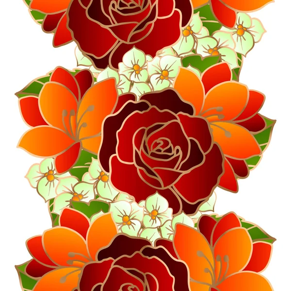 Красивый орнамент из цветов — стоковый вектор