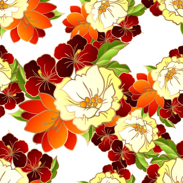 Patrón con elementos florales — Archivo Imágenes Vectoriales