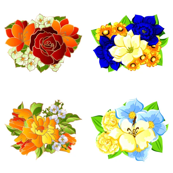 Conjunto de flores diferentes — Archivo Imágenes Vectoriales