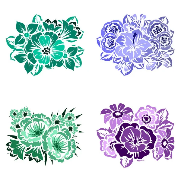 Set of different flowers — Stock Vector