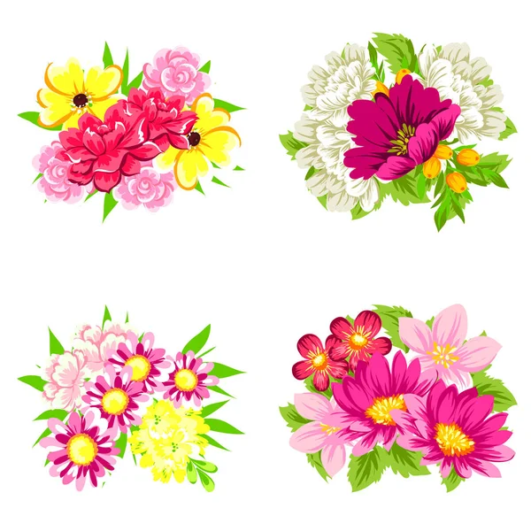 Conjunto de flores diferentes — Vector de stock