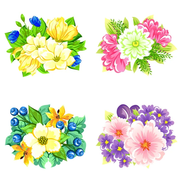 Conjunto de flores diferentes — Archivo Imágenes Vectoriales