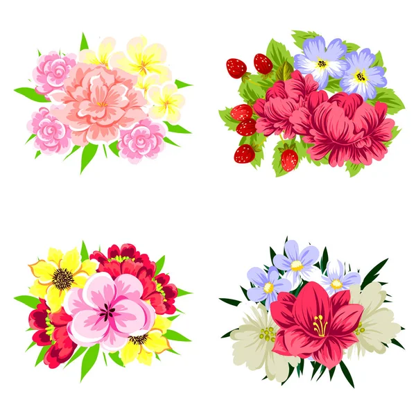 Ensemble de fleurs différentes — Image vectorielle