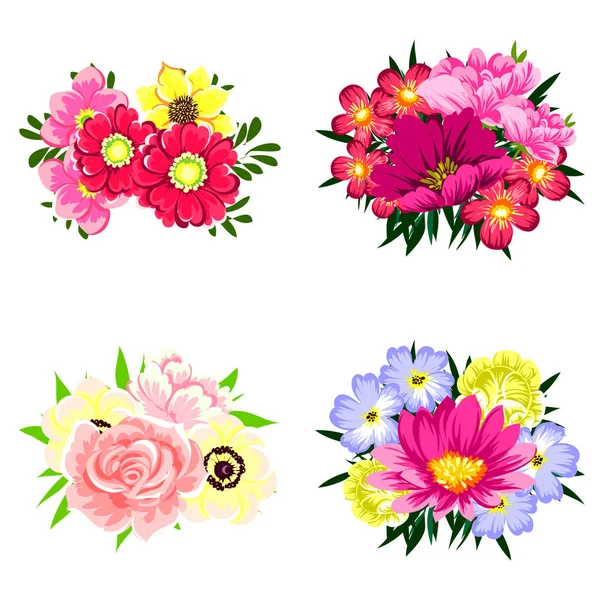 Conjunto de flores diferentes — Vector de stock