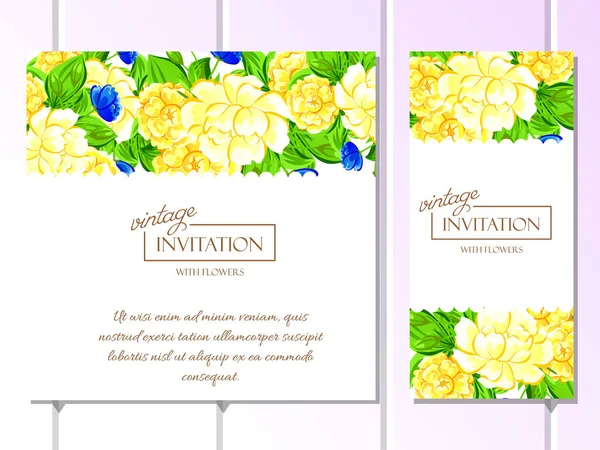 Einladungskarten mit Blumen — Stockvektor