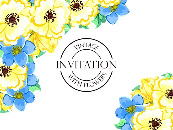 Delicada invitación con flores — Archivo Imágenes Vectoriales