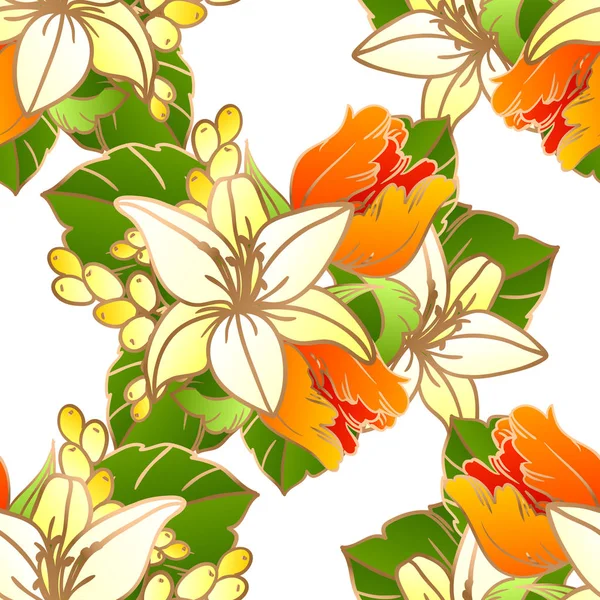 Patrón con elementos florales — Vector de stock