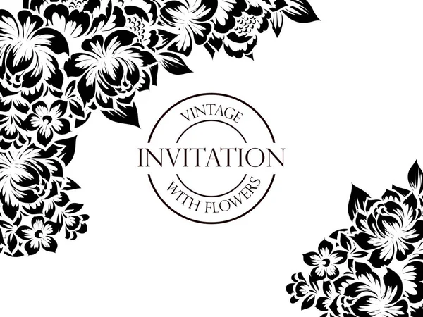 Invitación con hermosas flores — Archivo Imágenes Vectoriales