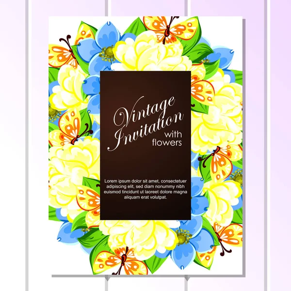 Invitation avec de belles fleurs — Image vectorielle