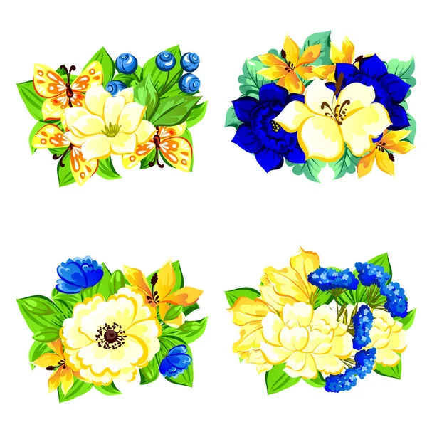 Set von verschiedenen Blumen — Stockvektor
